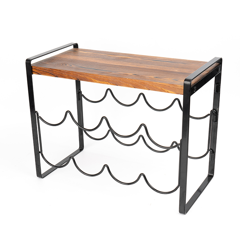 Buidéil Raca Fíon Countertop Adhmaid Rustic Níl Gá Tionóil