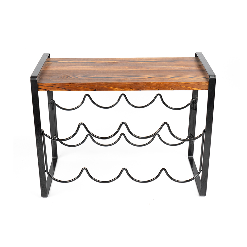 Buidéil Raca Fíon Countertop Adhmaid Rustic Níl Gá Tionóil